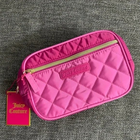 Juicy Couture Quilted Fanny Pack Belt Bag Lined Pink Purse Barbie New - Picture 6 of 14